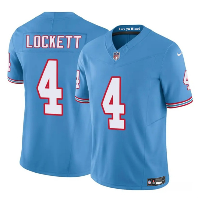 Men's Blue Tennessee Titans #4 Tyler Lockett 2025 F.U.S.E. Throwback Vapor Limited Stitched Football Jersey